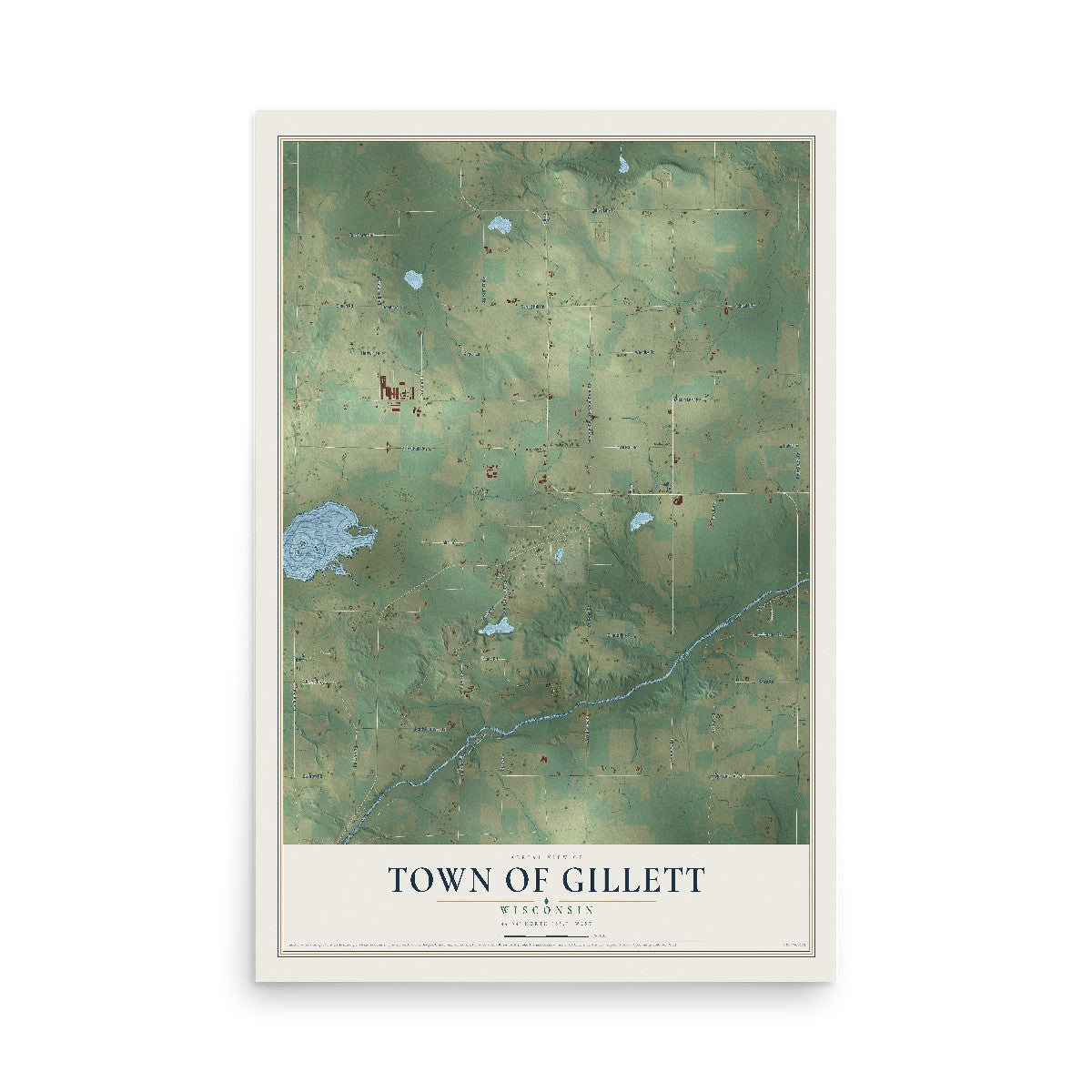 Map of the Town of Gillett, Wisconsin, 12 x 18 inch unframed archival matte print