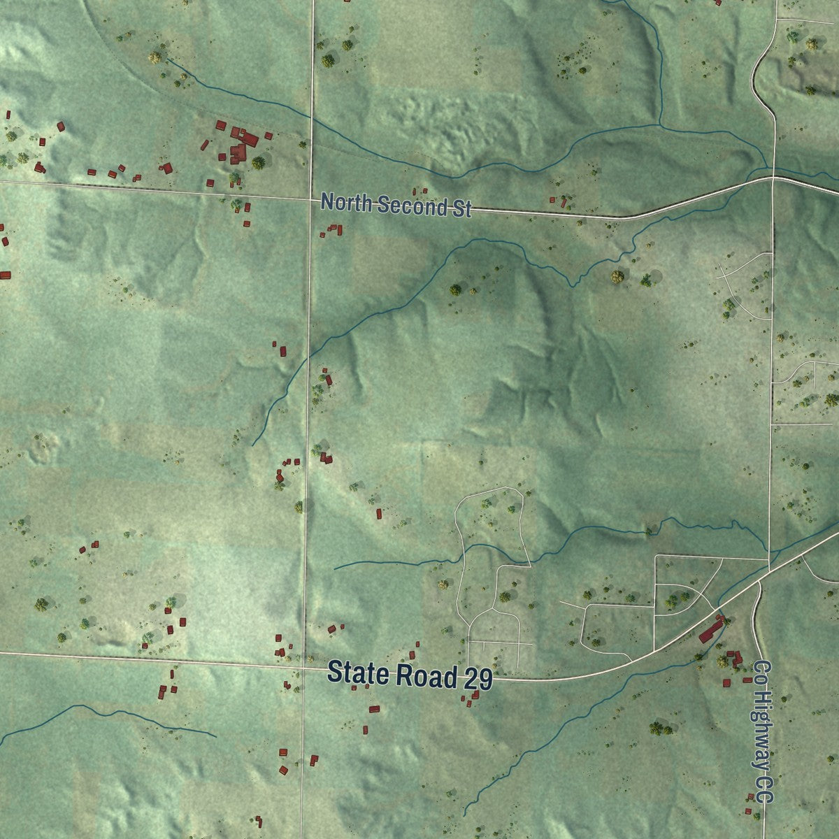 Close-up of the map of Gilman, Pierce County, Wisconsin print showing street and building detail