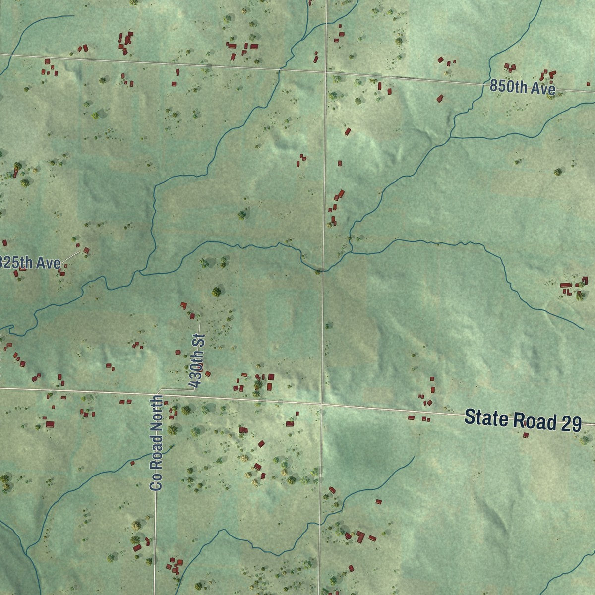 Second close-up of the map of Gilman, Pierce County, Wisconsin print showing more streets and buildings