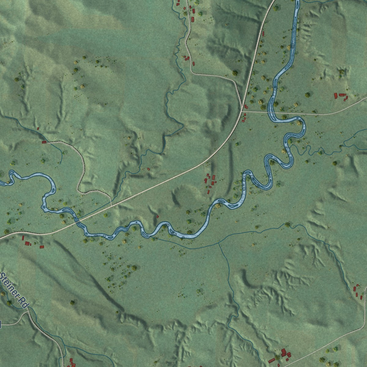 Second close-up of the map of Gilmanton, Wisconsin print showing more streets and buildings