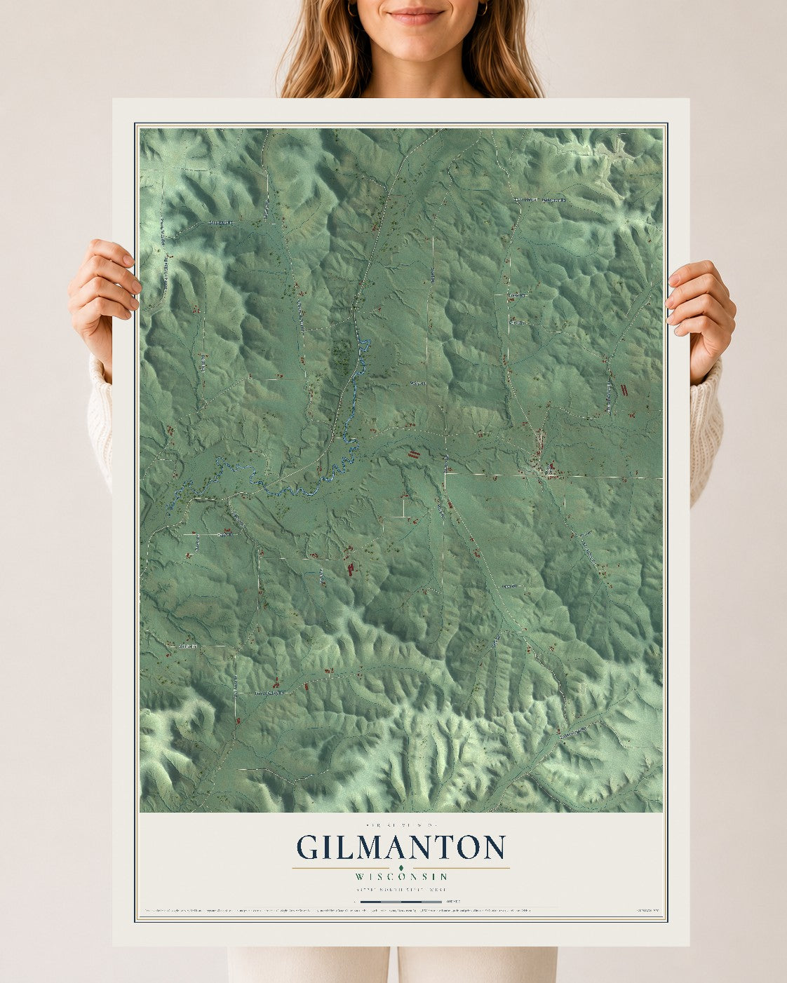 Map of Gilmanton, Wisconsin, 24 x 36 inch unframed archival matte print