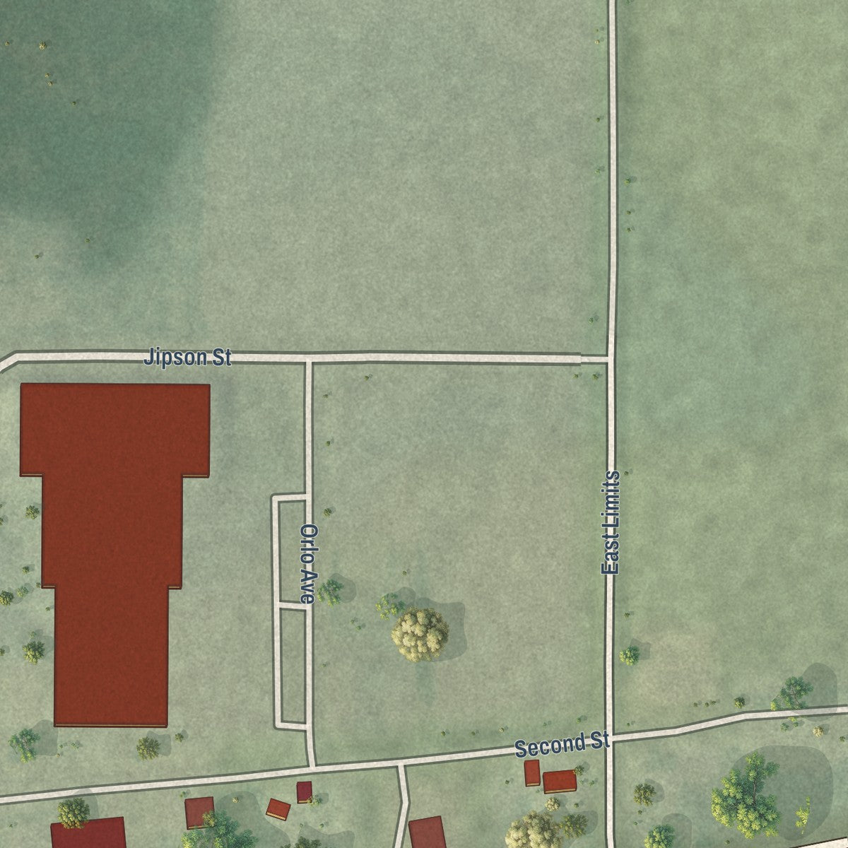 Second close-up of the map of Glen Flora, Wisconsin print showing more streets and buildings