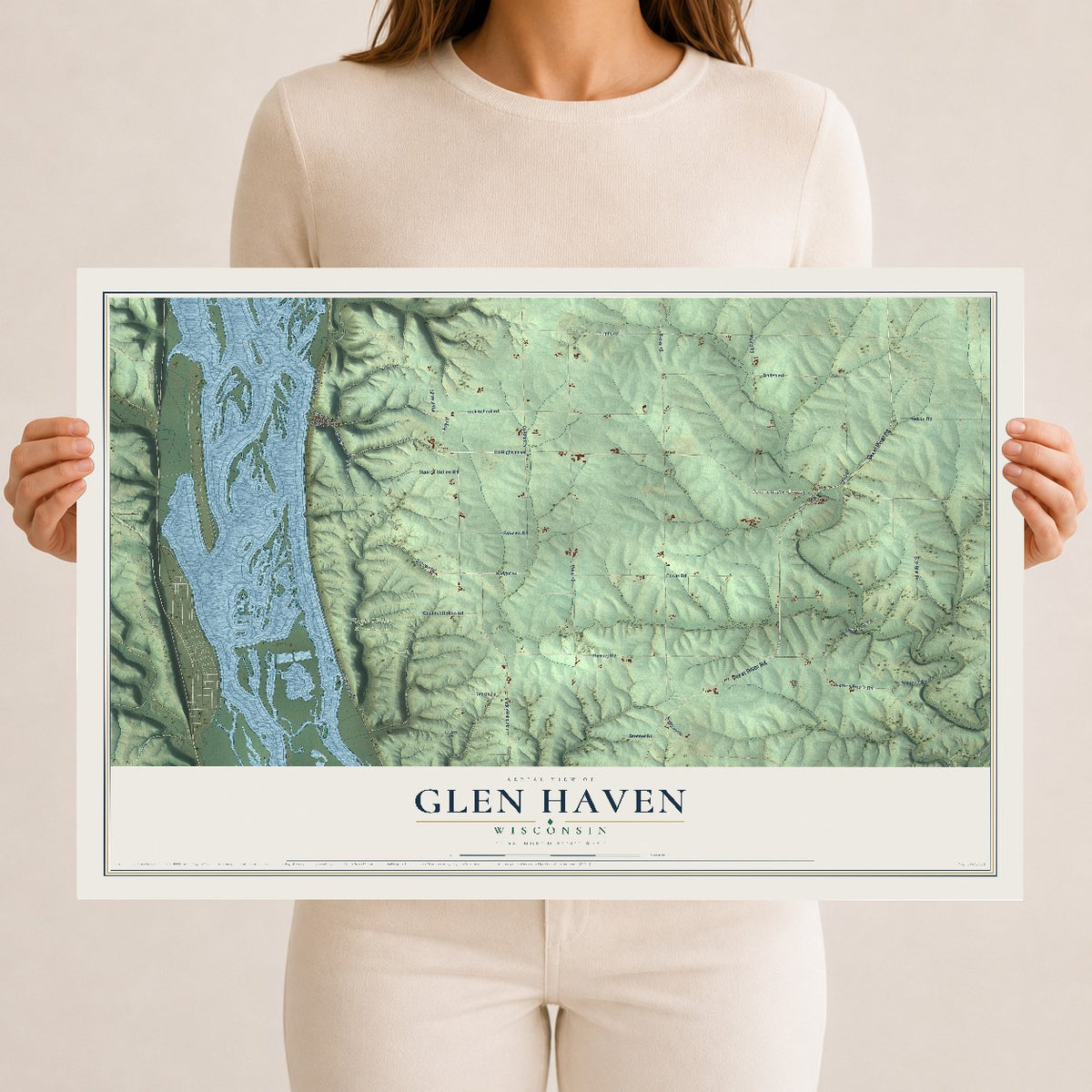 Map of Glen Haven, Wisconsin, 12 x 18 inch unframed archival matte print