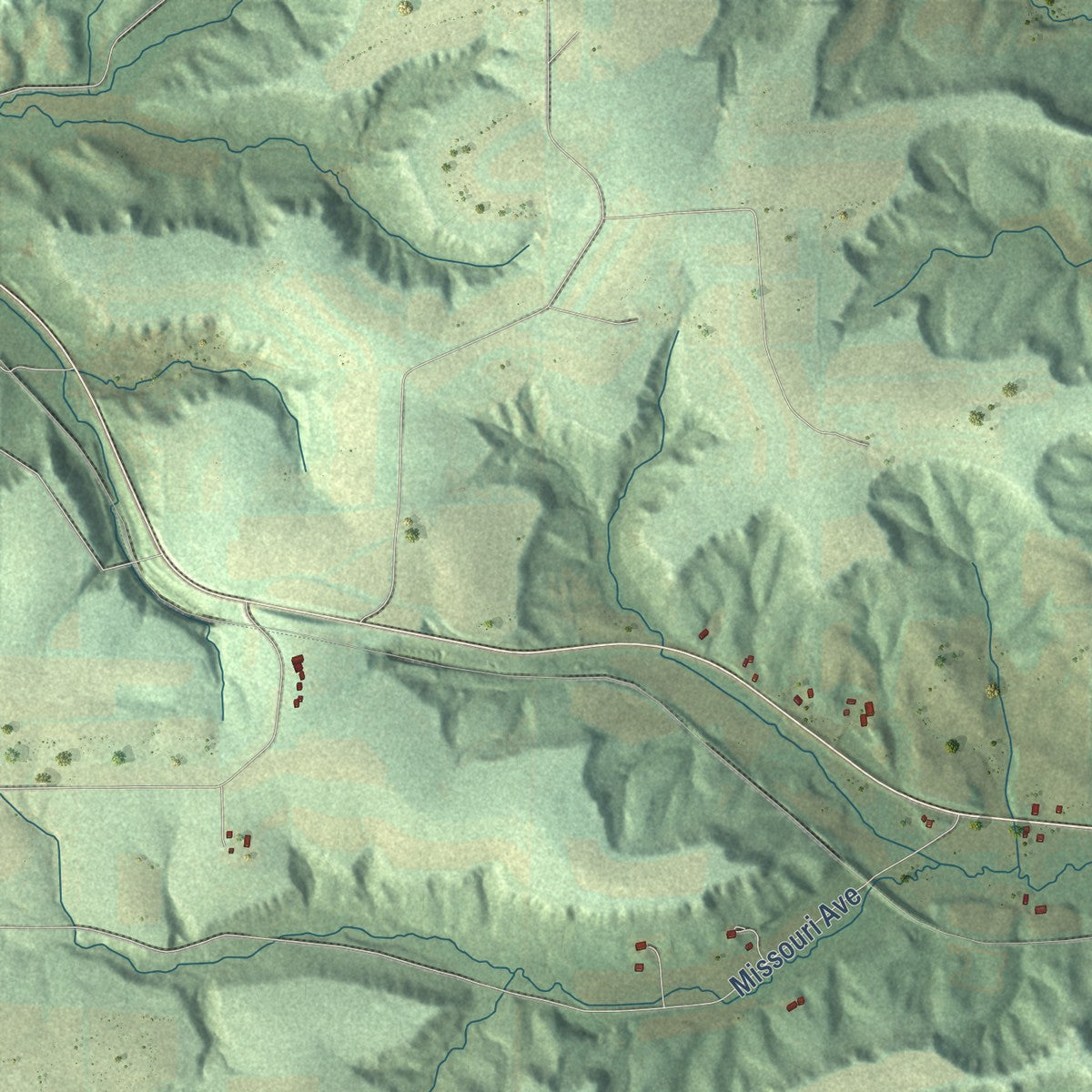Second close-up of the map of Glendale, Monroe County, Wisconsin print showing more streets and buildings