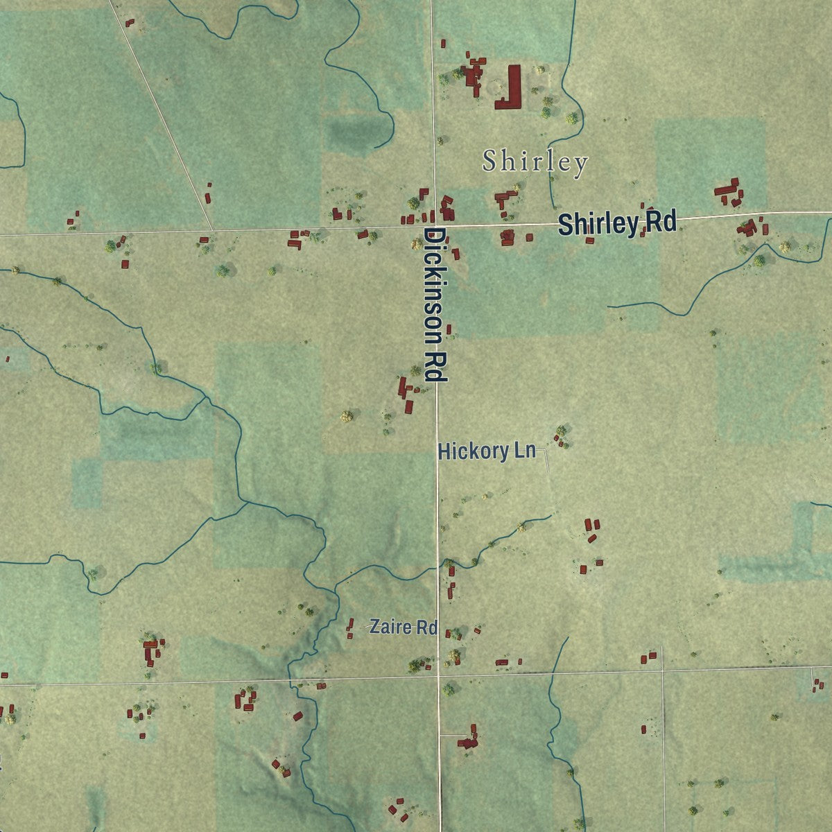 Second close-up of the map of Glenmore, Wisconsin print showing more streets and buildings