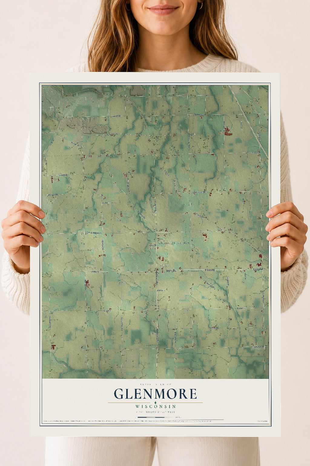 Map of Glenmore, Wisconsin, 18 x 24 inch unframed archival matte print