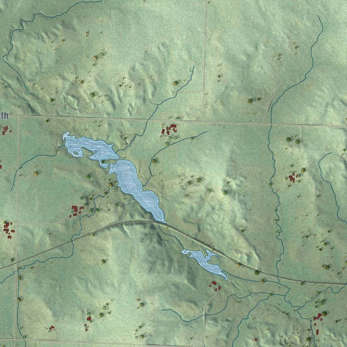 Second close-up of the map of Glenwood, Wisconsin print showing more streets and buildings