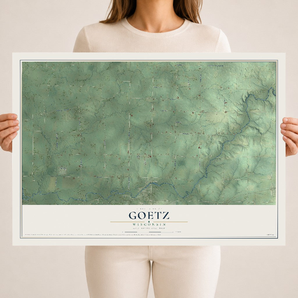 Map of Goetz, Wisconsin, 18 x 24 inch unframed archival matte print