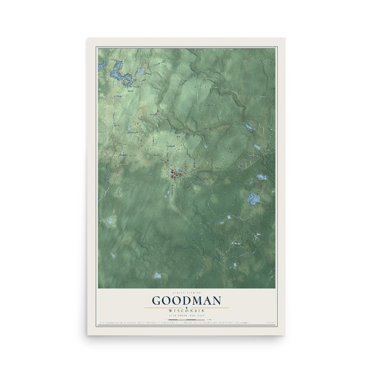 Map of Goodman, Wisconsin, 12 x 18 inch unframed archival matte print