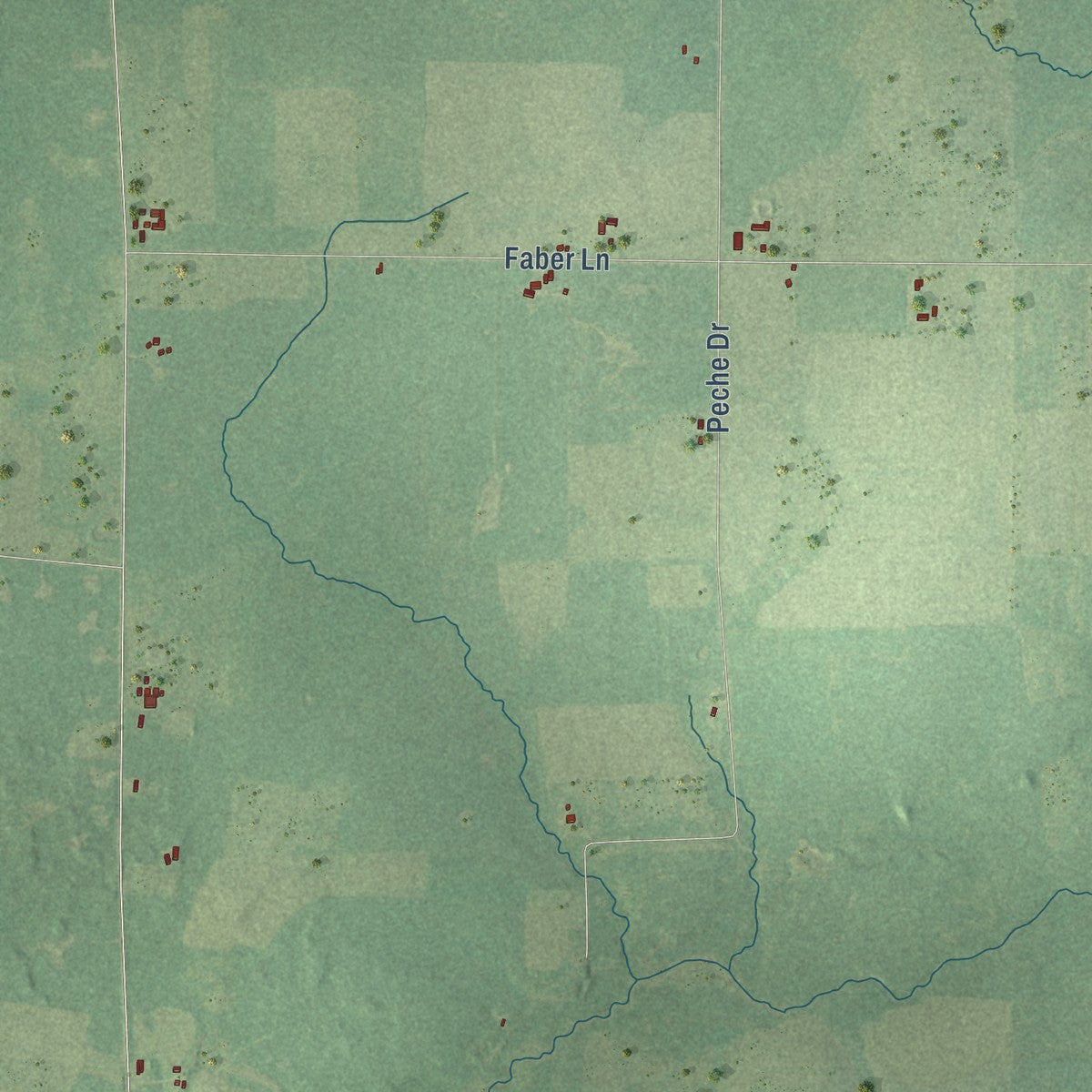Second close-up of the map of Goodrich, Wisconsin print showing more streets and buildings