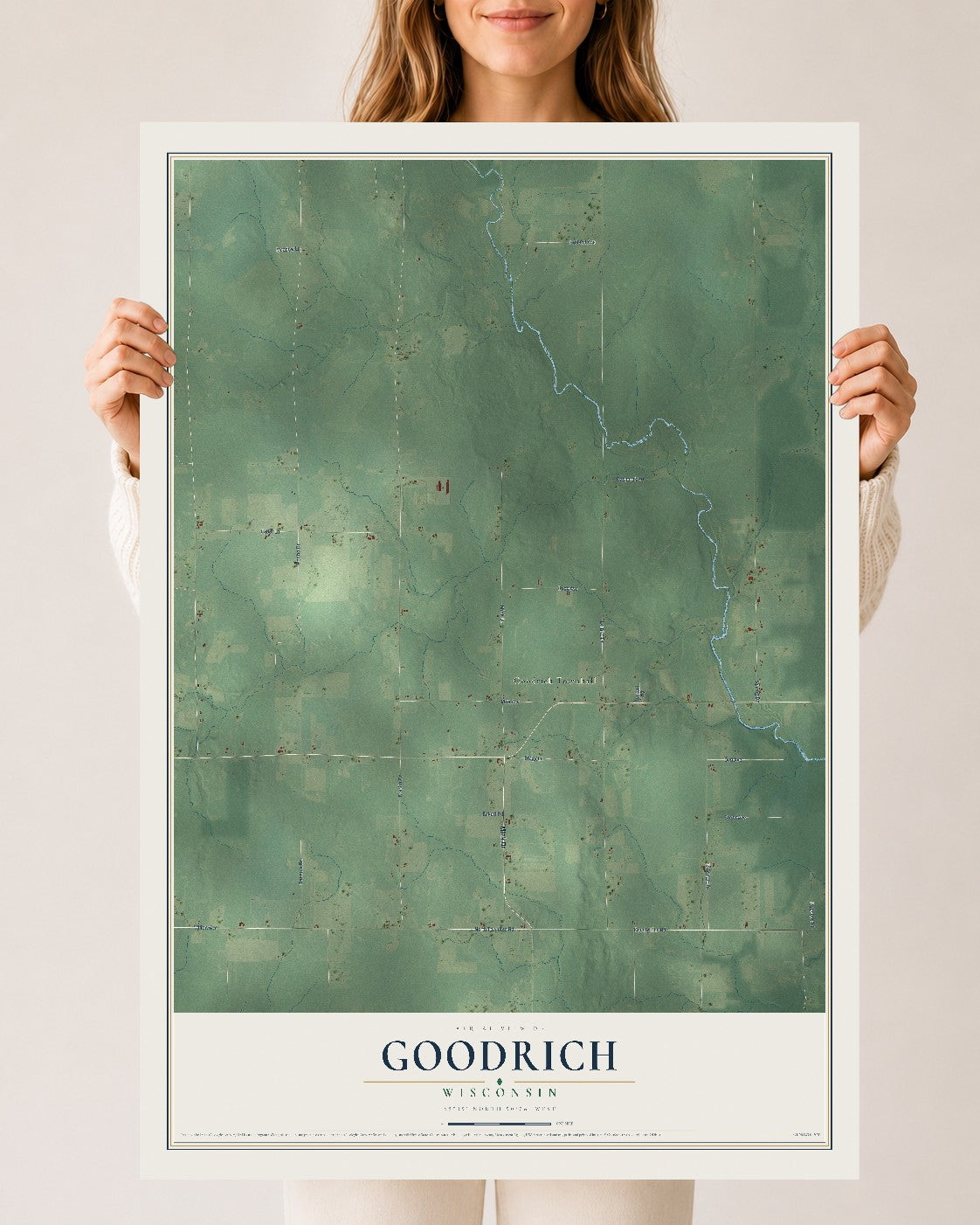 Map of Goodrich, Wisconsin, 24 x 36 inch unframed archival matte print
