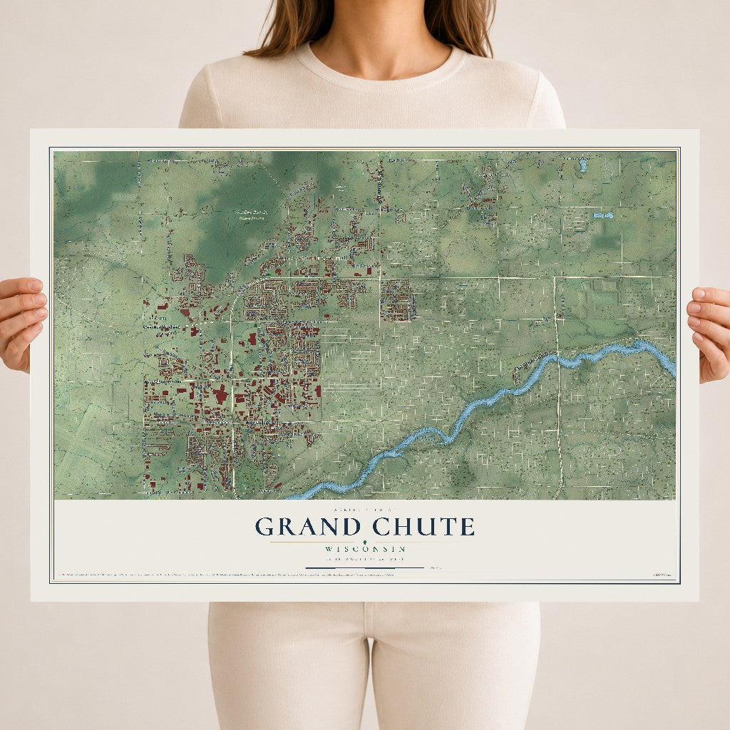 Map of Grand Chute, Wisconsin, 18 x 24 inch unframed archival matte print
