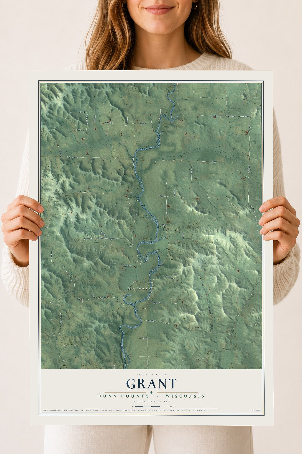 Map of Grant, Dunn County, Wisconsin, 18 x 24 inch unframed archival matte print