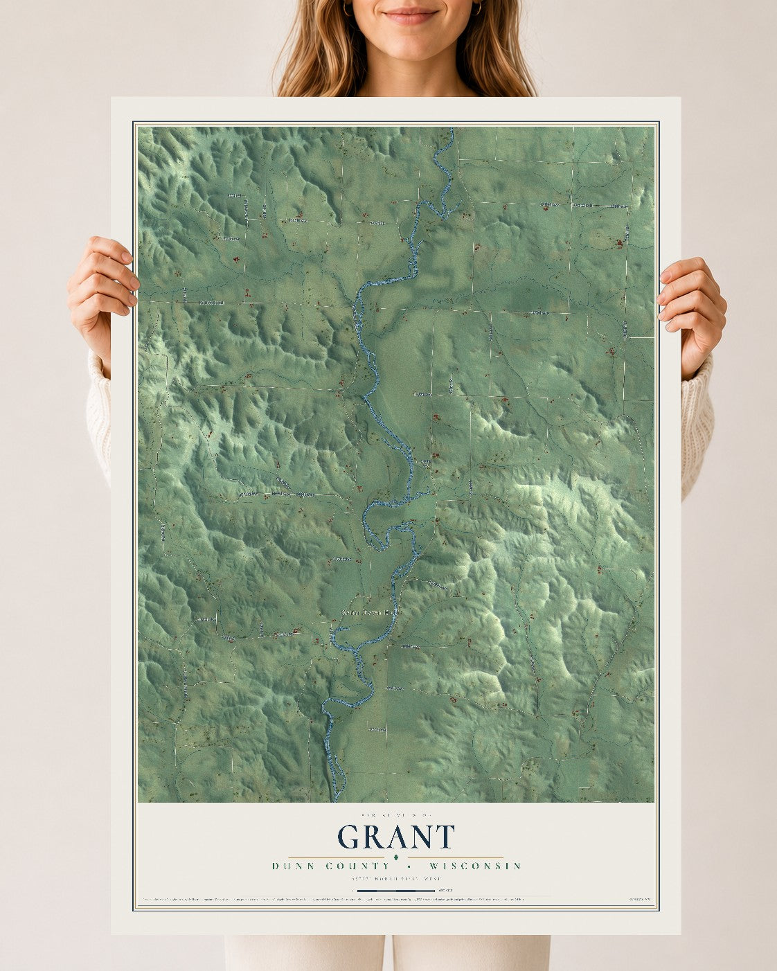 Map of Grant, Dunn County, Wisconsin, 24 x 36 inch unframed archival matte print