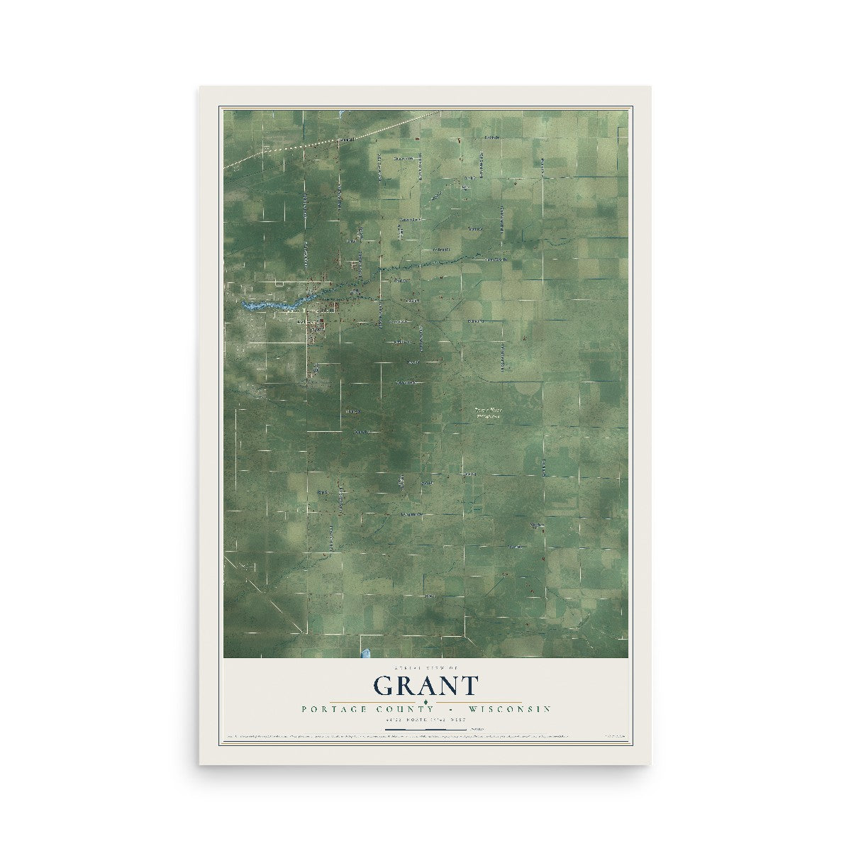 Map of Grant, Portage County, Wisconsin, 12 x 18 inch unframed archival matte print