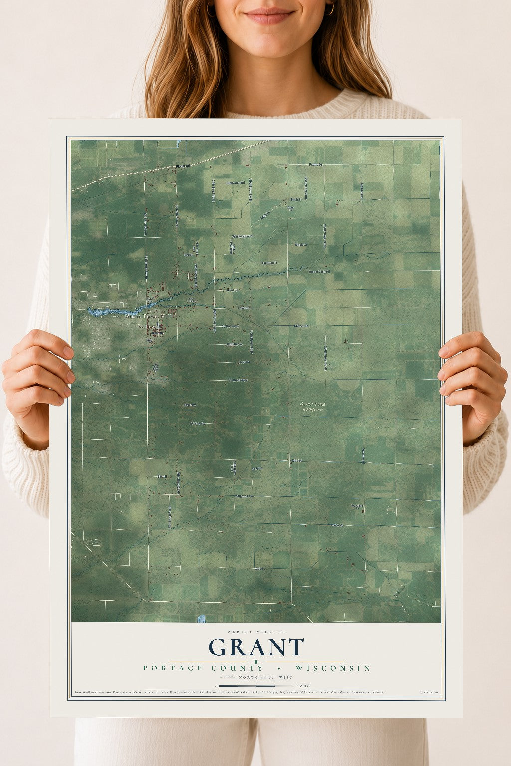 Map of Grant, Portage County, Wisconsin, 18 x 24 inch unframed archival matte print