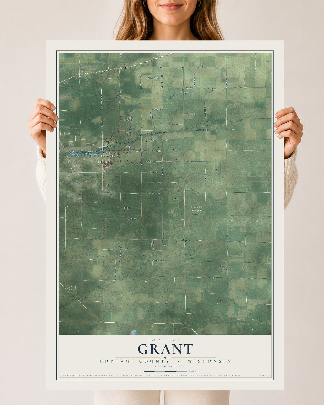 Map of Grant, Portage County, Wisconsin, 24 x 36 inch unframed archival matte print
