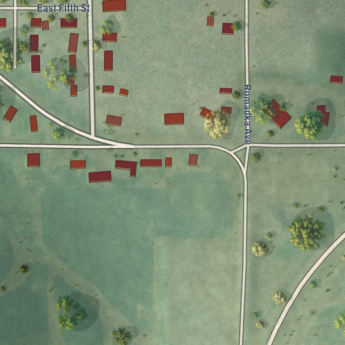 Second close-up of the map of Granton, Wisconsin print showing more streets and buildings