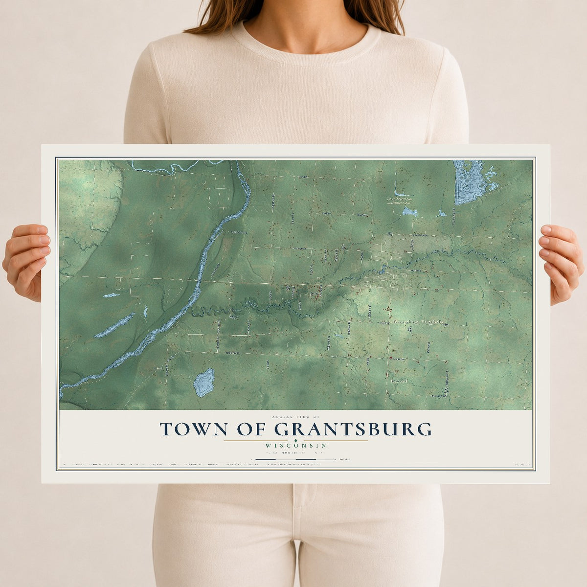 Map of the Town of Grantsburg, Wisconsin, 12 x 18 inch unframed archival matte print