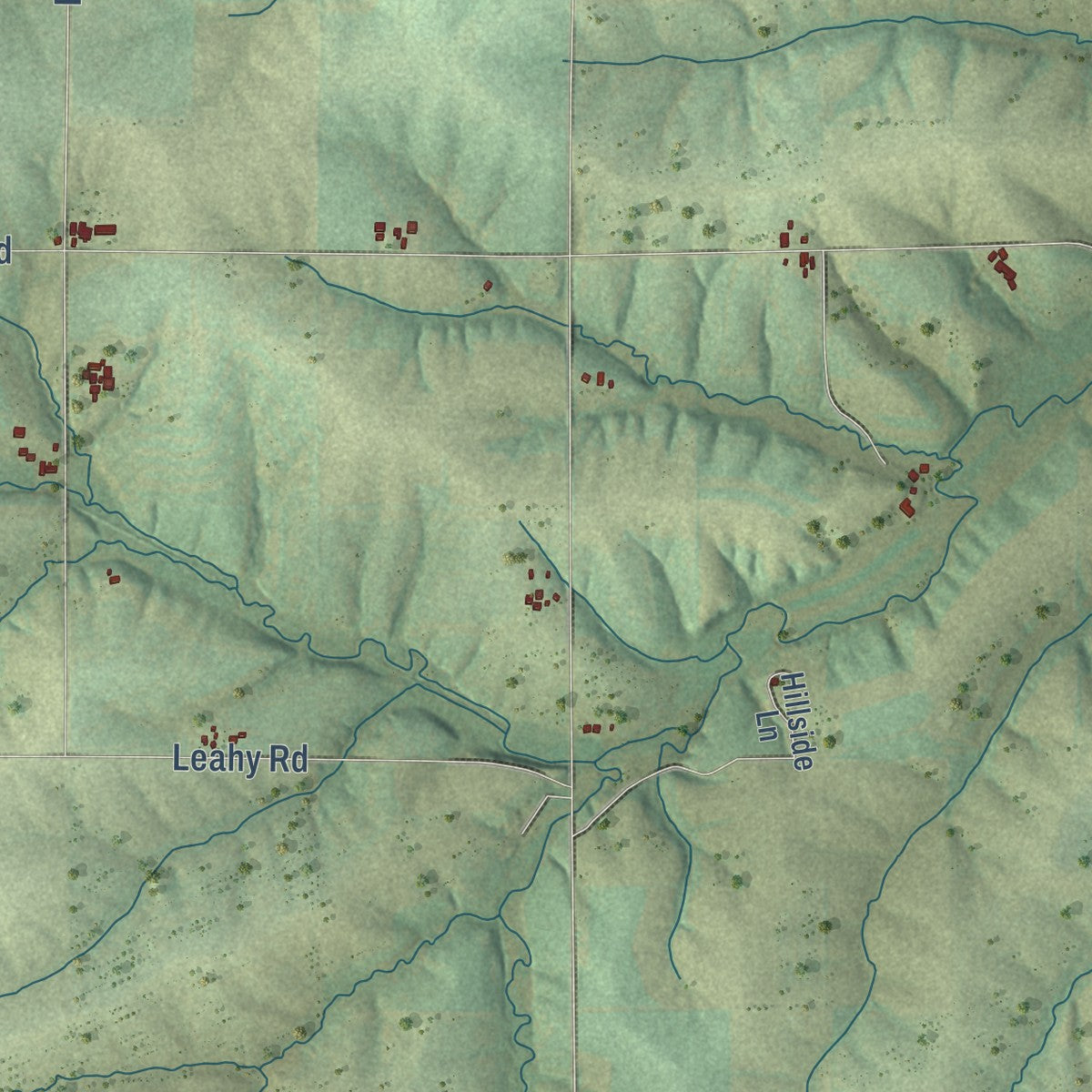 Close-up of the map of the Town of Gratiot, Wisconsin print showing street and building detail