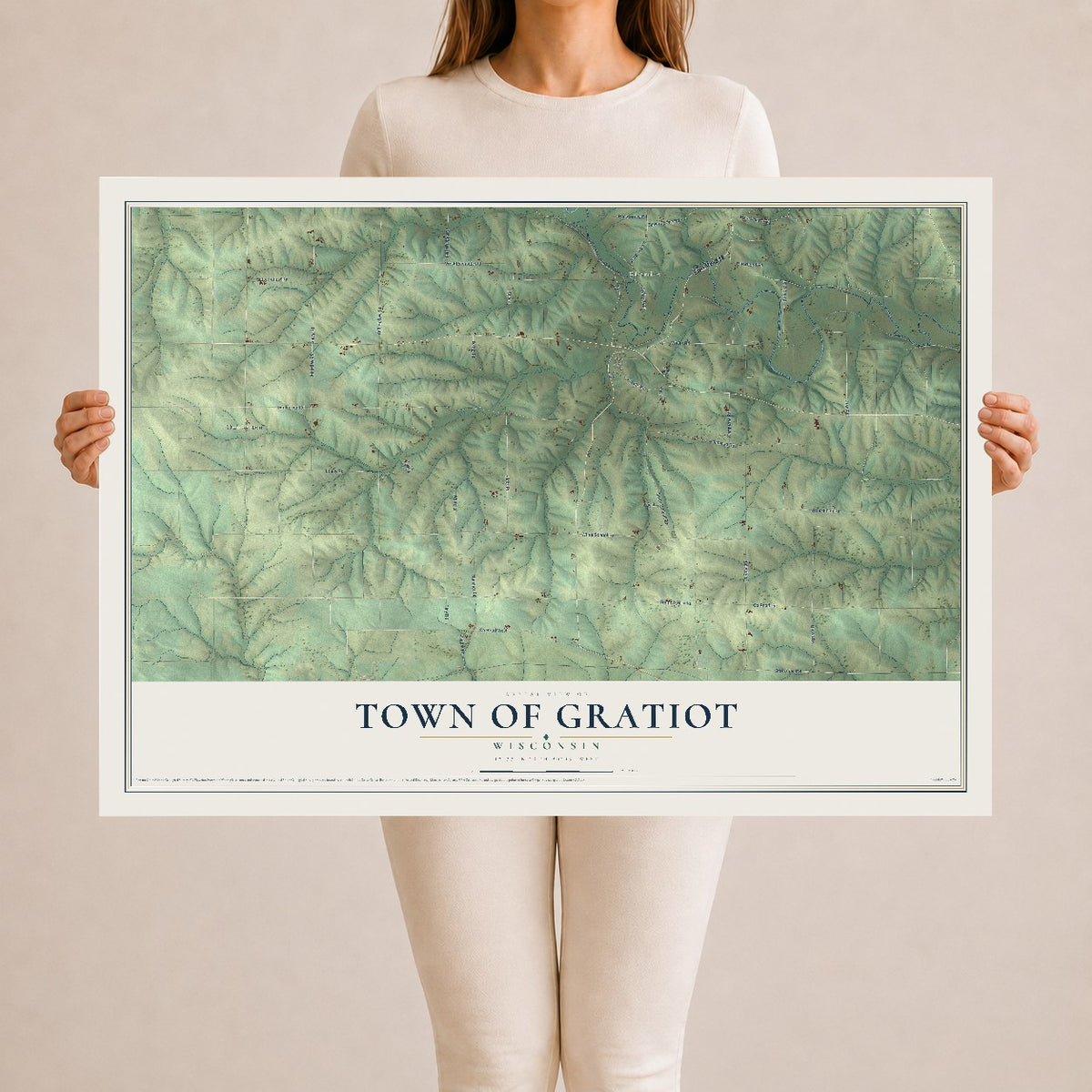Map of the Town of Gratiot, Wisconsin, 24 x 36 inch unframed archival matte print