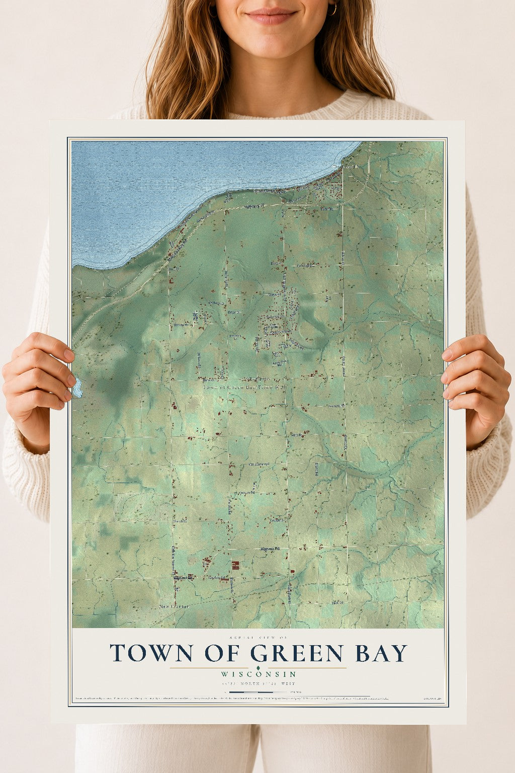Map of the Town of Green Bay, Wisconsin, 18 x 24 inch unframed archival matte print