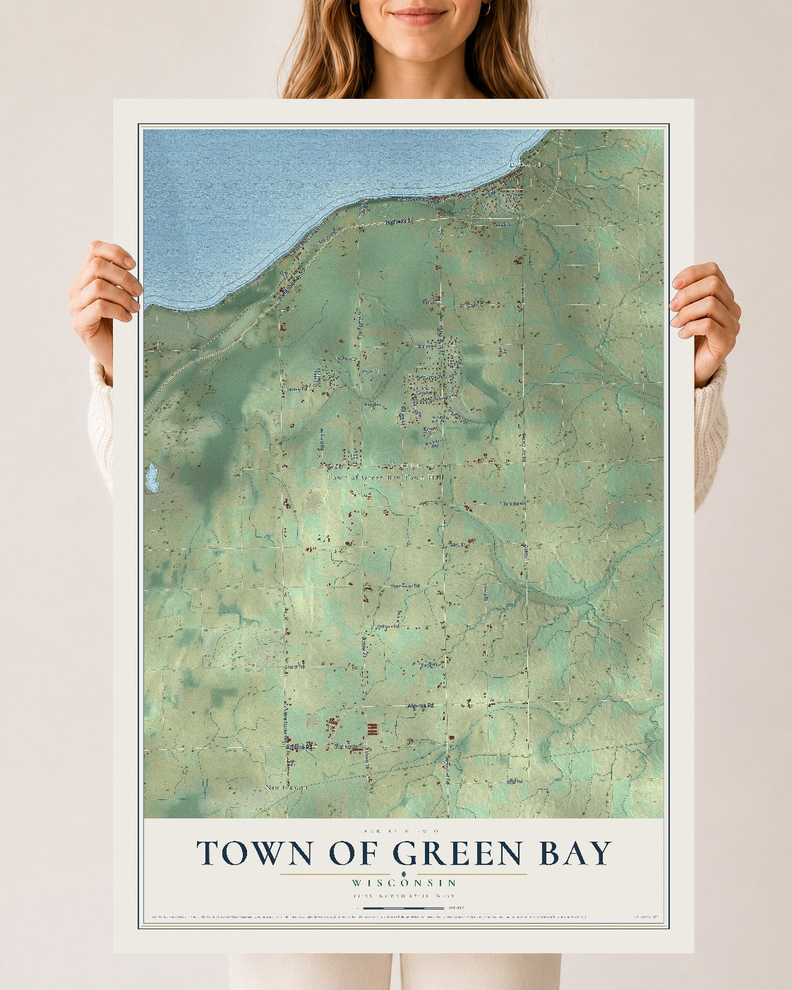 Map of the Town of Green Bay, Wisconsin, 24 x 36 inch unframed archival matte print