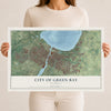 Map of Green Bay, Wisconsin, 12 x 18 inch unframed archival matte print