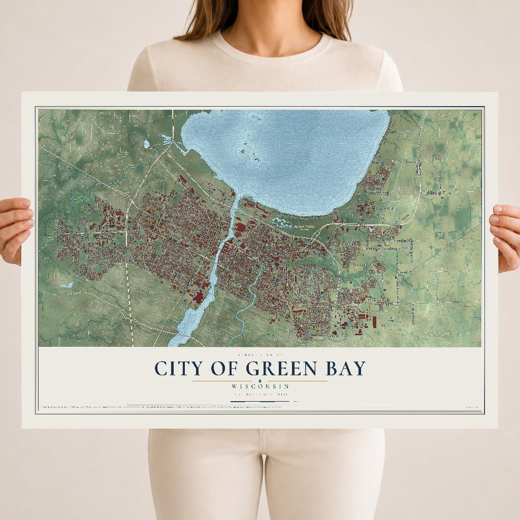 Map of Green Bay, Wisconsin, 18 x 24 inch unframed archival matte print