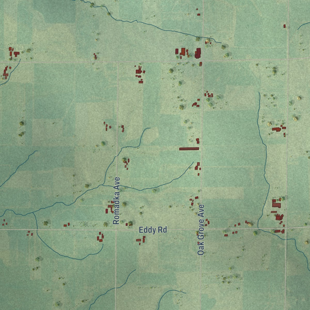 Close-up of the map of Green Grove, Wisconsin print showing street and building detail