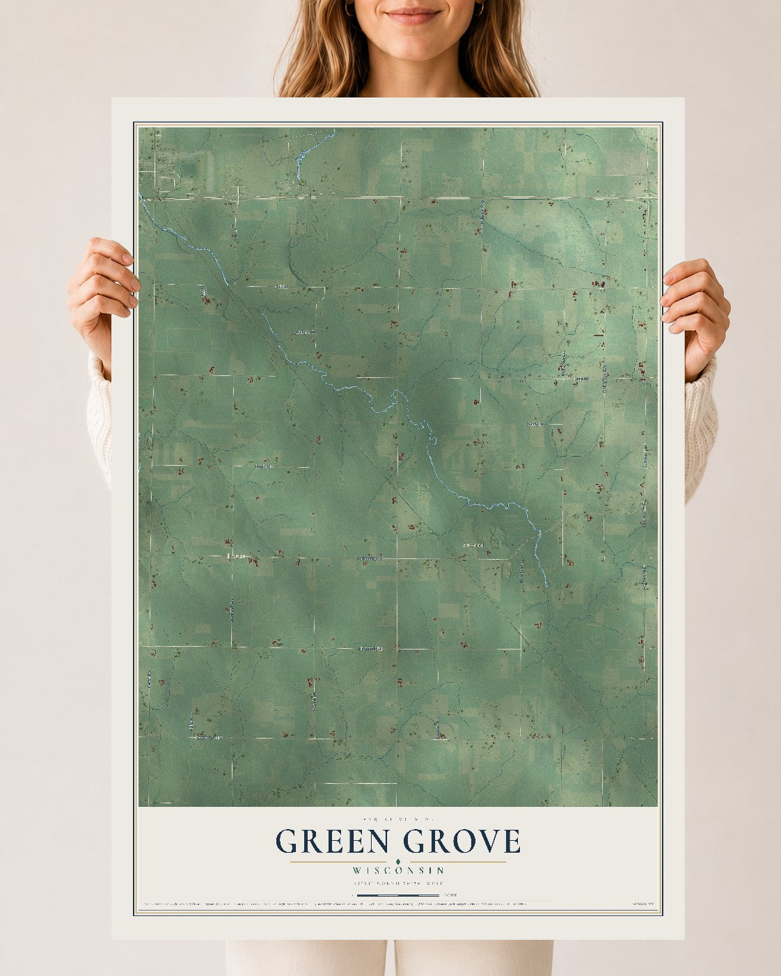Map of Green Grove, Wisconsin, 24 x 36 inch unframed archival matte print