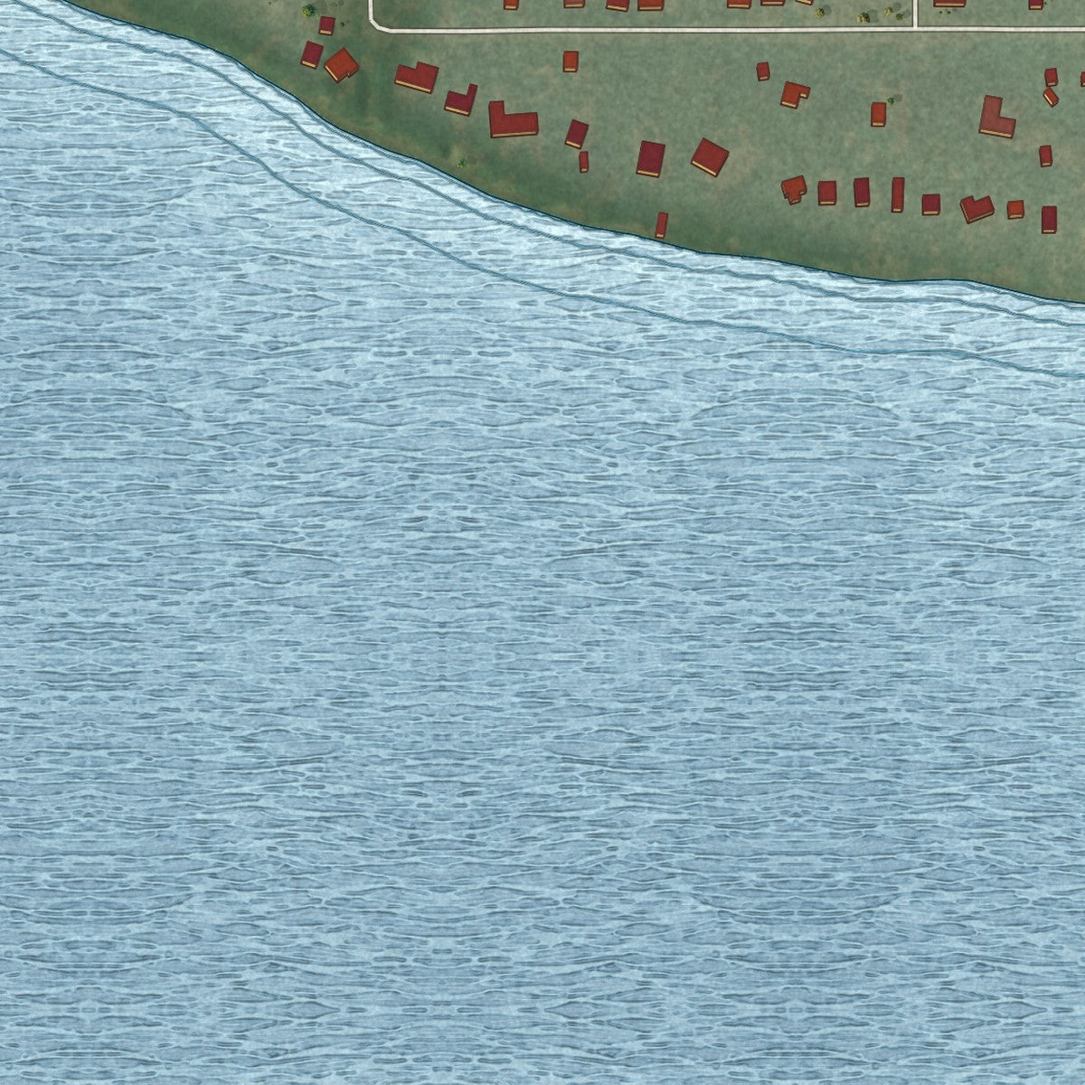 Second close-up of the map of Green Lake, Wisconsin print showing more streets and buildings