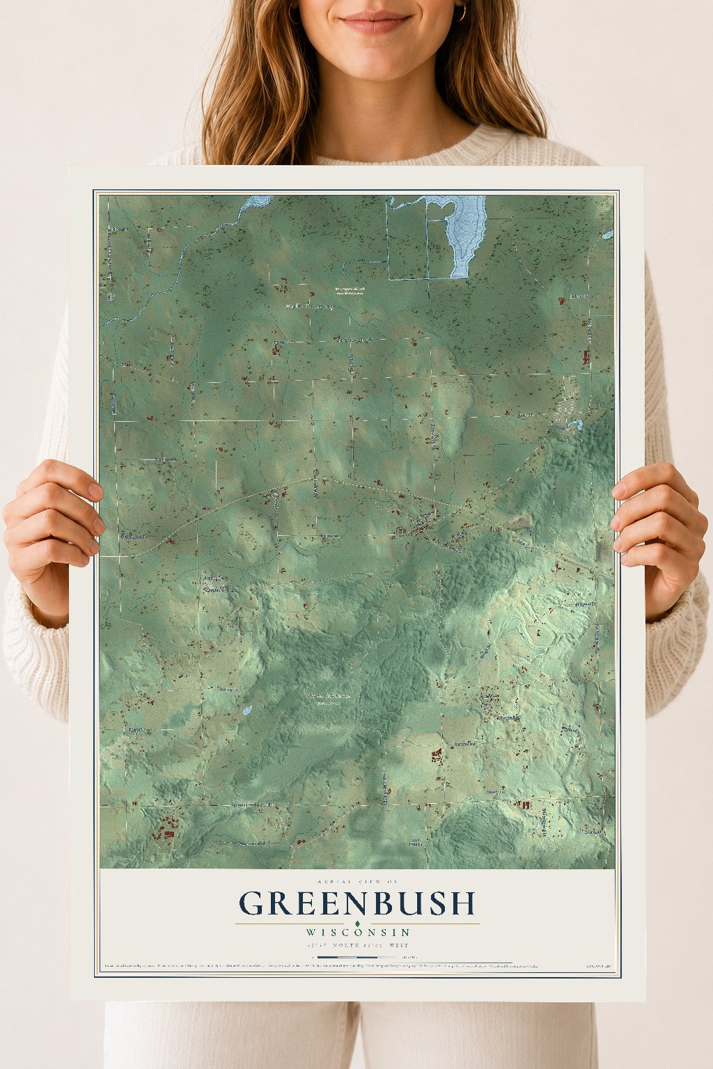 Map of Greenbush, Wisconsin, 18 x 24 inch unframed archival matte print