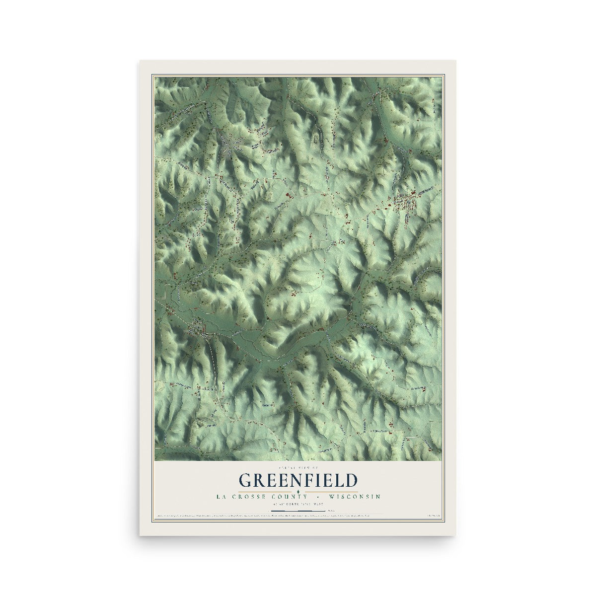 Map of Greenfield, La Crosse County, Wisconsin, 12 x 18 inch unframed archival matte print