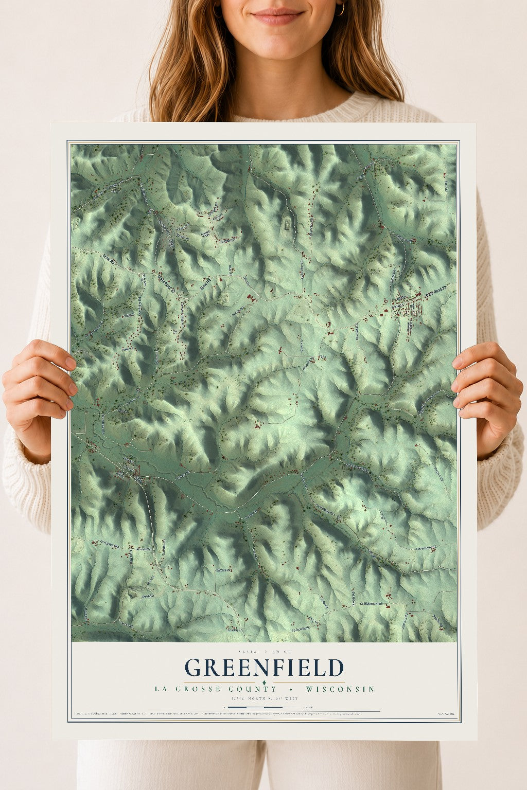 Map of Greenfield, La Crosse County, Wisconsin, 18 x 24 inch unframed archival matte print