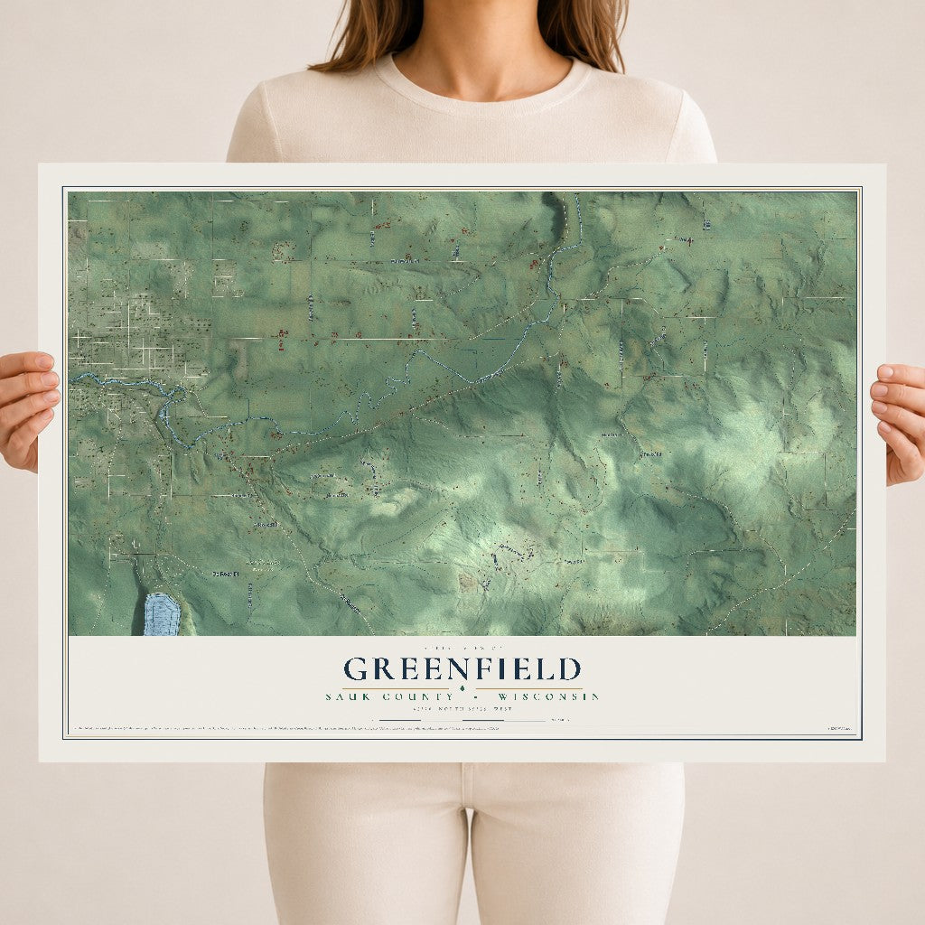 Map of Greenfield, Sauk County, Wisconsin, 18 x 24 inch unframed archival matte print
