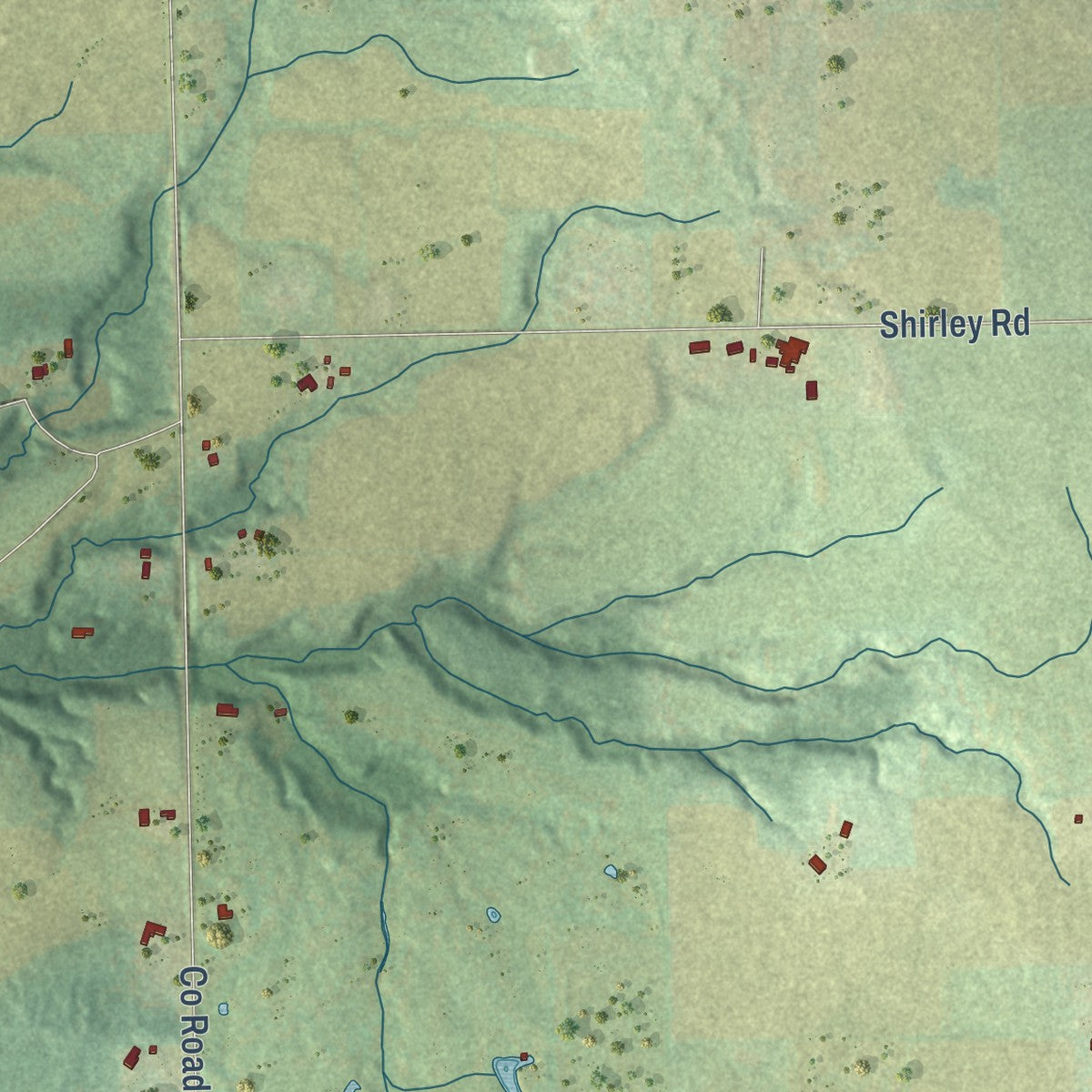Second close-up of the map of Greenleaf, Wisconsin print showing more streets and buildings