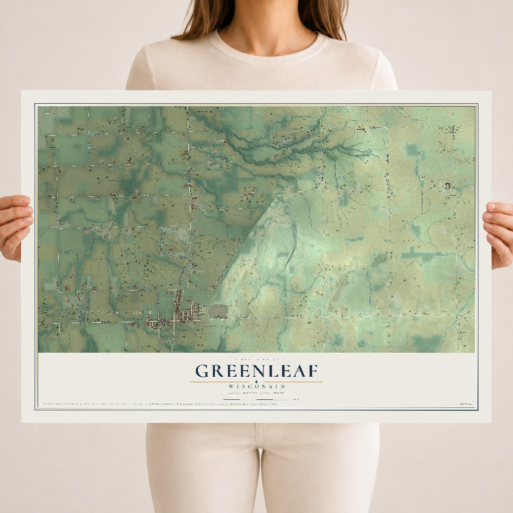 Map of Greenleaf, Wisconsin, 18 x 24 inch unframed archival matte print