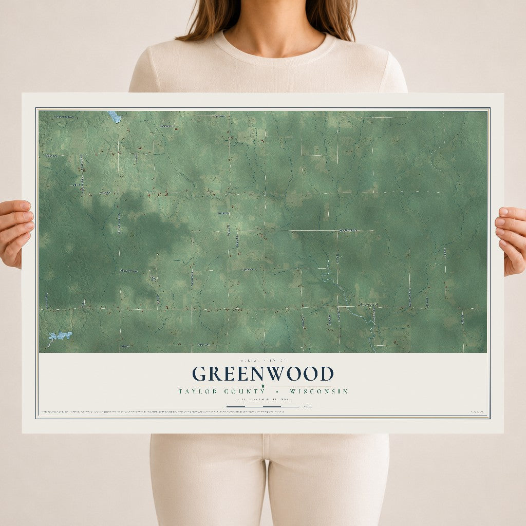 Map of Greenwood, Taylor County, Wisconsin, 18 x 24 inch unframed archival matte print