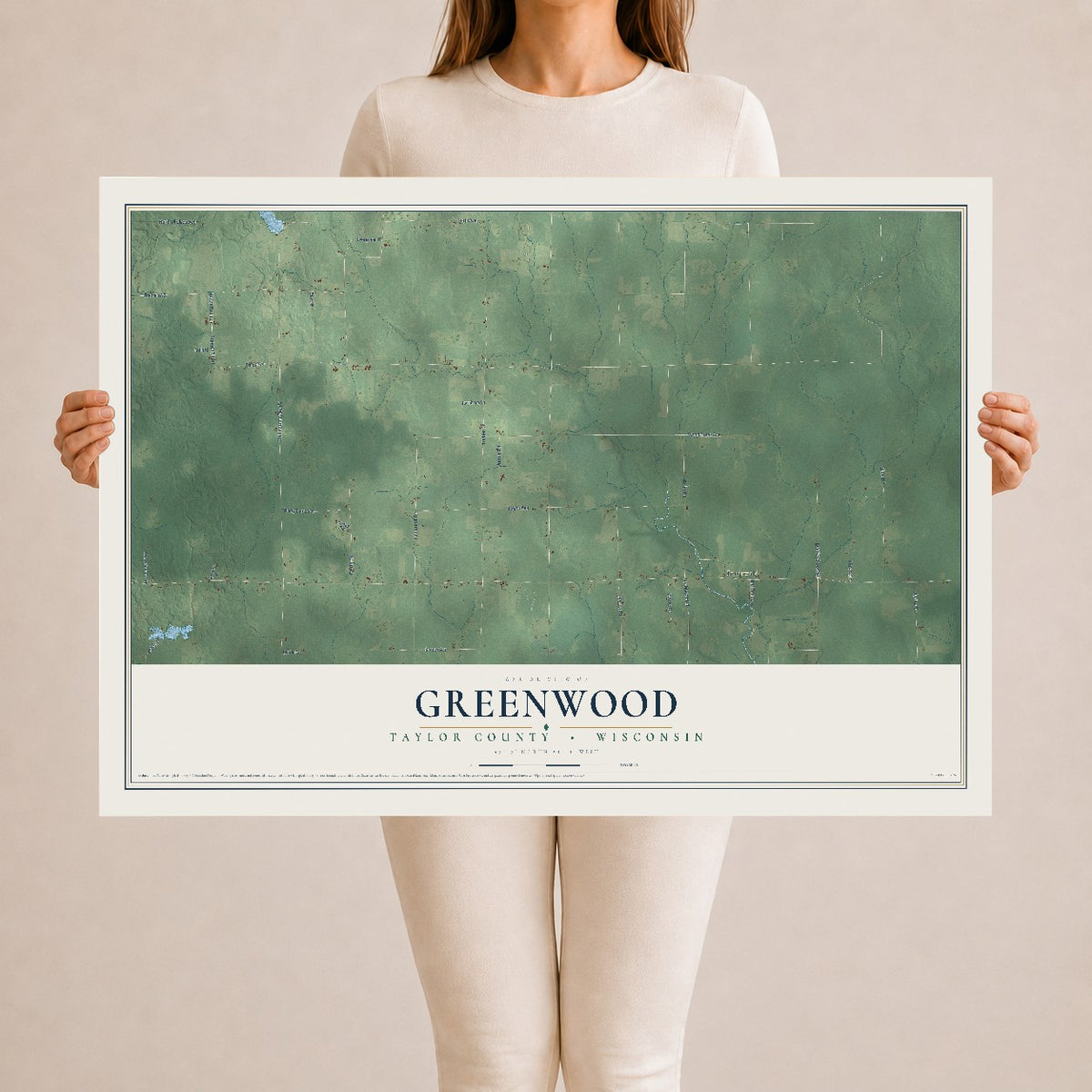 Map of Greenwood, Taylor County, Wisconsin, 24 x 36 inch unframed archival matte print