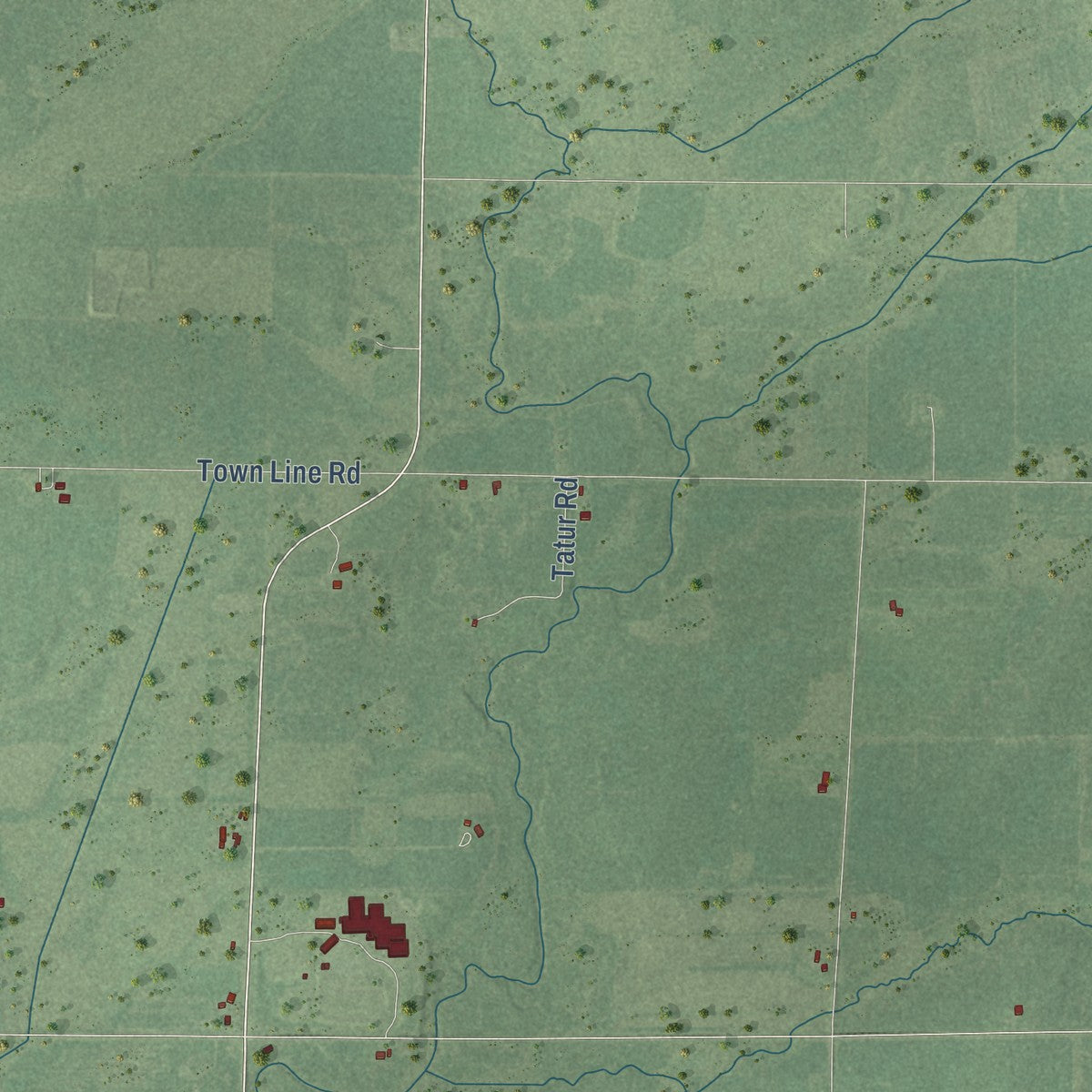 Second close-up of the map of Grow, Wisconsin print showing more streets and buildings