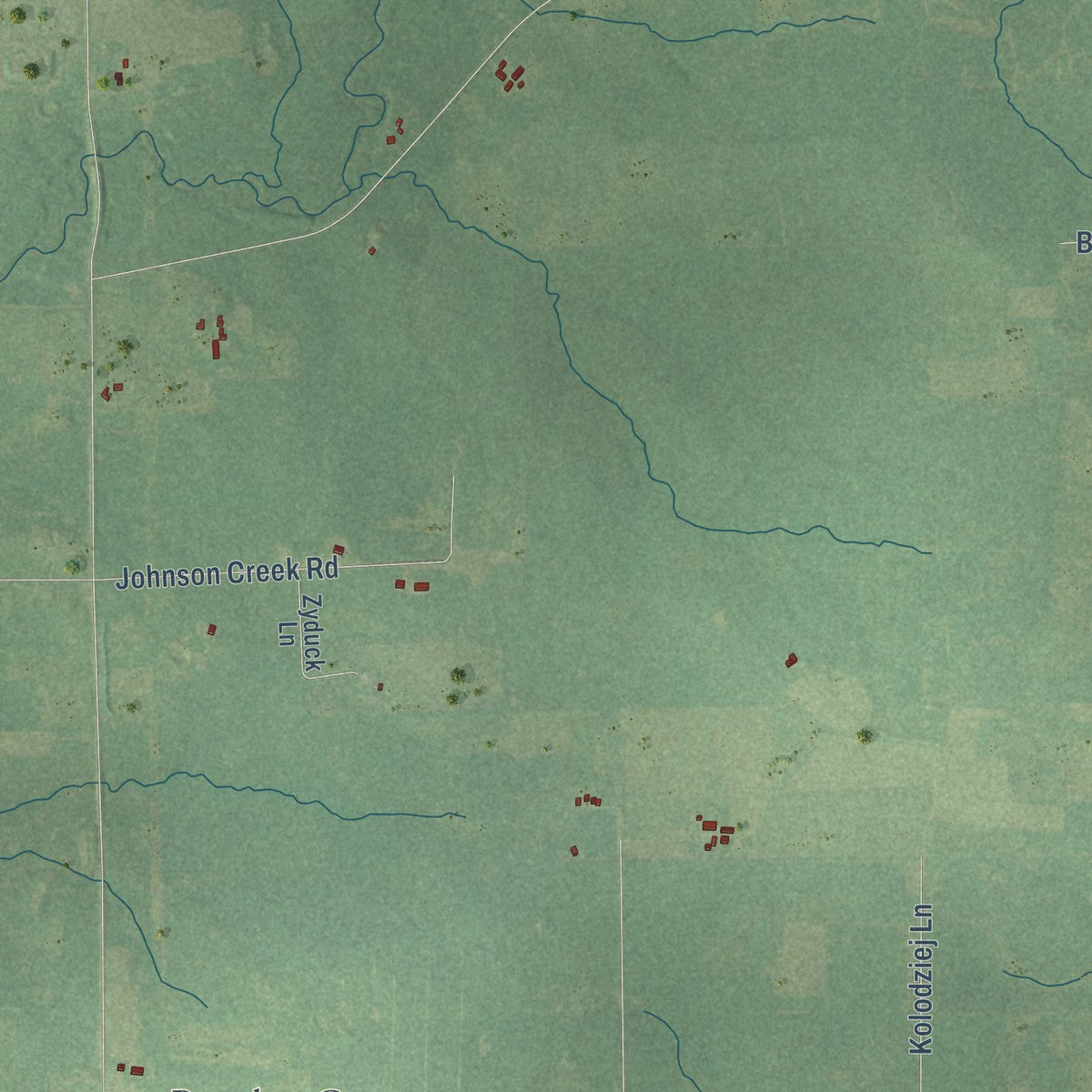 Second close-up of the map of Guenther, Wisconsin print showing more streets and buildings