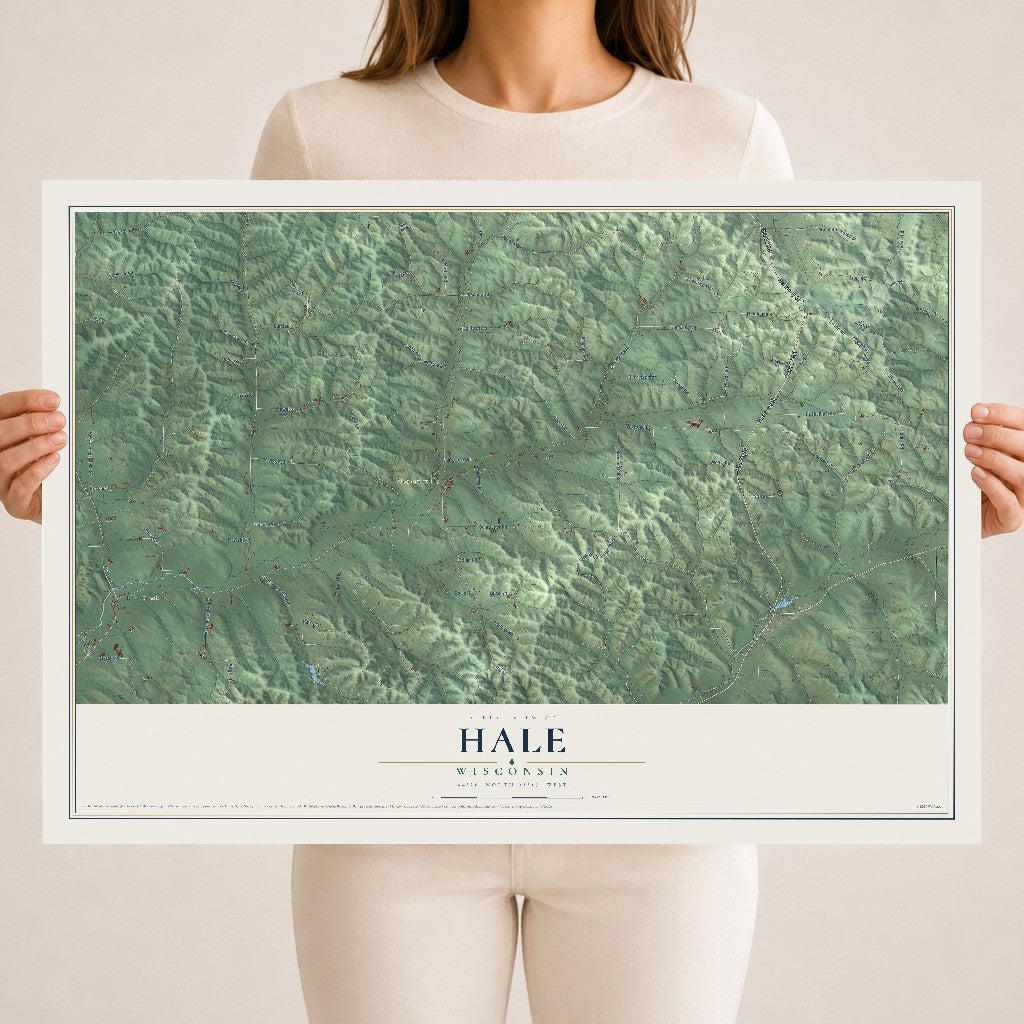 Map of Hale, Wisconsin, 18 x 24 inch unframed archival matte print