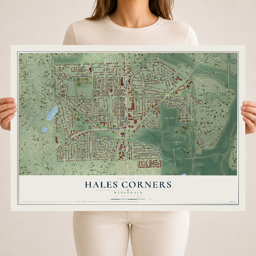 Map of Hales Corners, Wisconsin, 18 x 24 inch unframed archival matte print