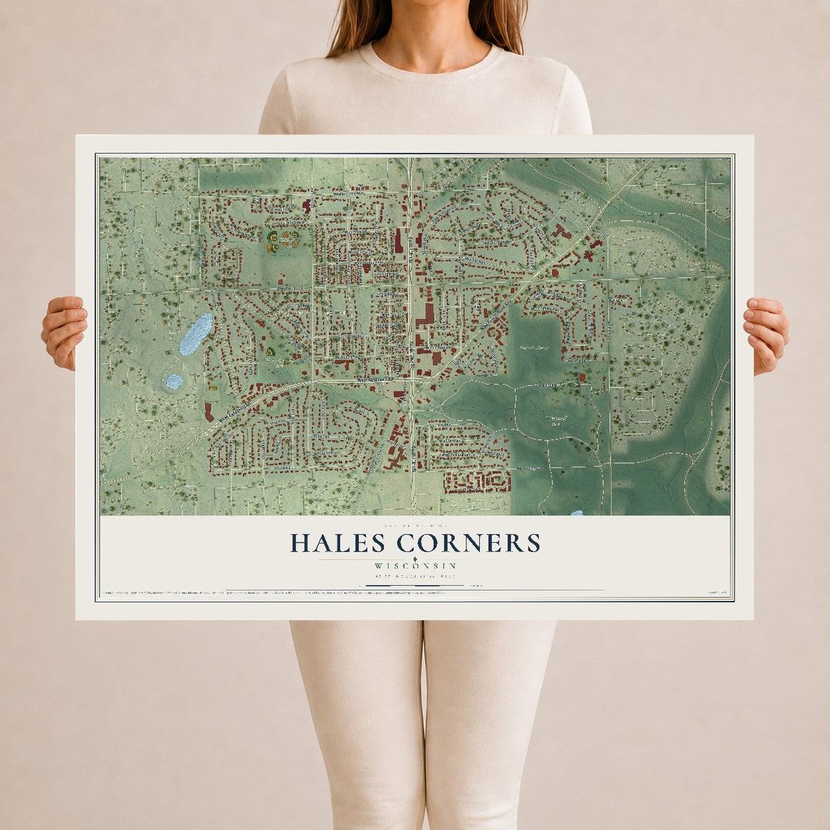 Map of Hales Corners, Wisconsin, 24 x 36 inch unframed archival matte print