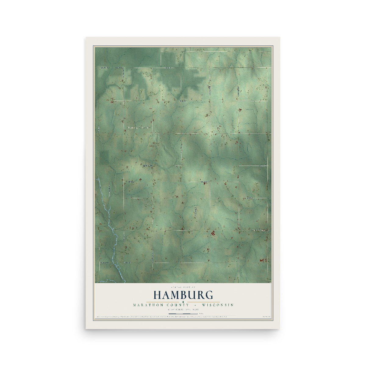 Map of Hamburg, Marathon County, Wisconsin, 12 x 18 inch unframed archival matte print