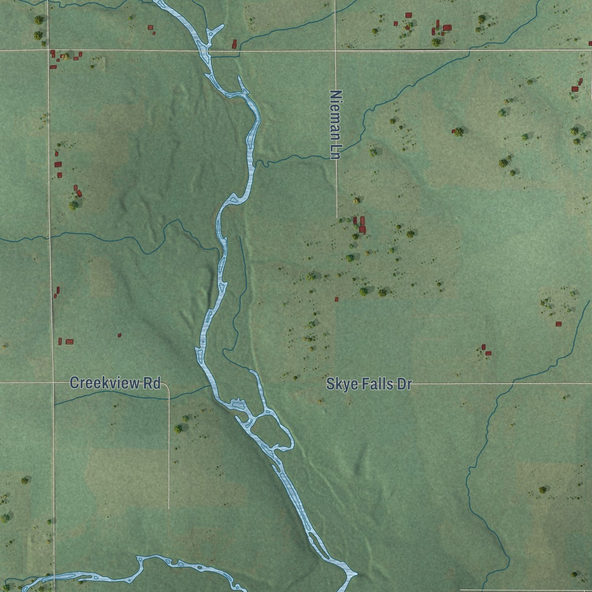 Second close-up of the map of Hamburg, Marathon County, Wisconsin print showing more streets and buildings