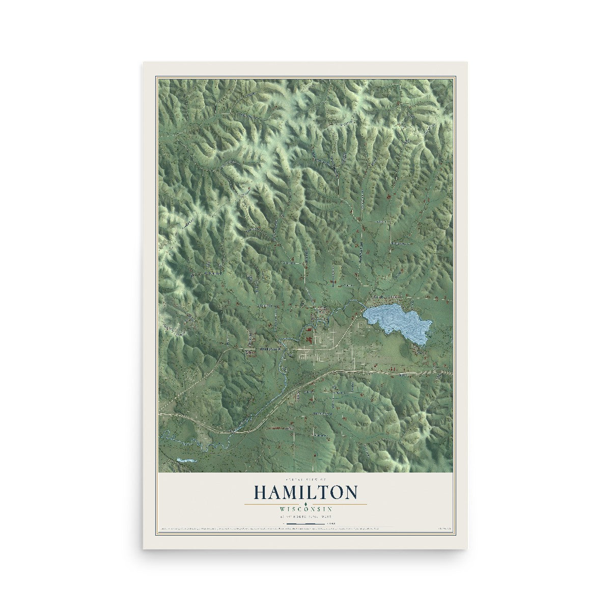 Map of Hamilton, Wisconsin, 12 x 18 inch unframed archival matte print