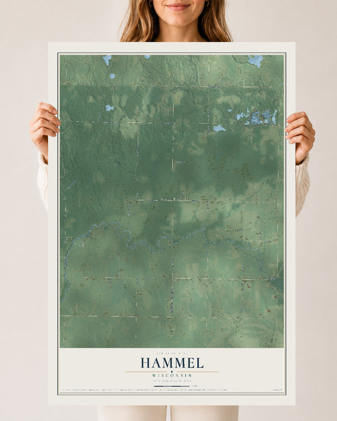 Map of Hammel, Wisconsin, 24 x 36 inch unframed archival matte print