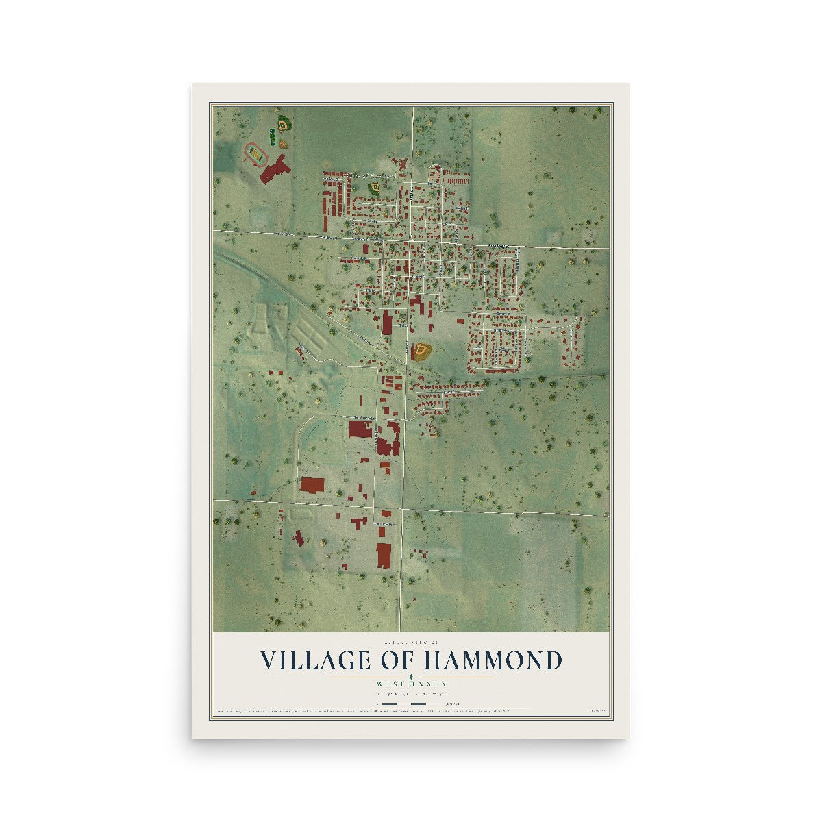 Map of Hammond, Wisconsin, 12 x 18 inch unframed archival matte print